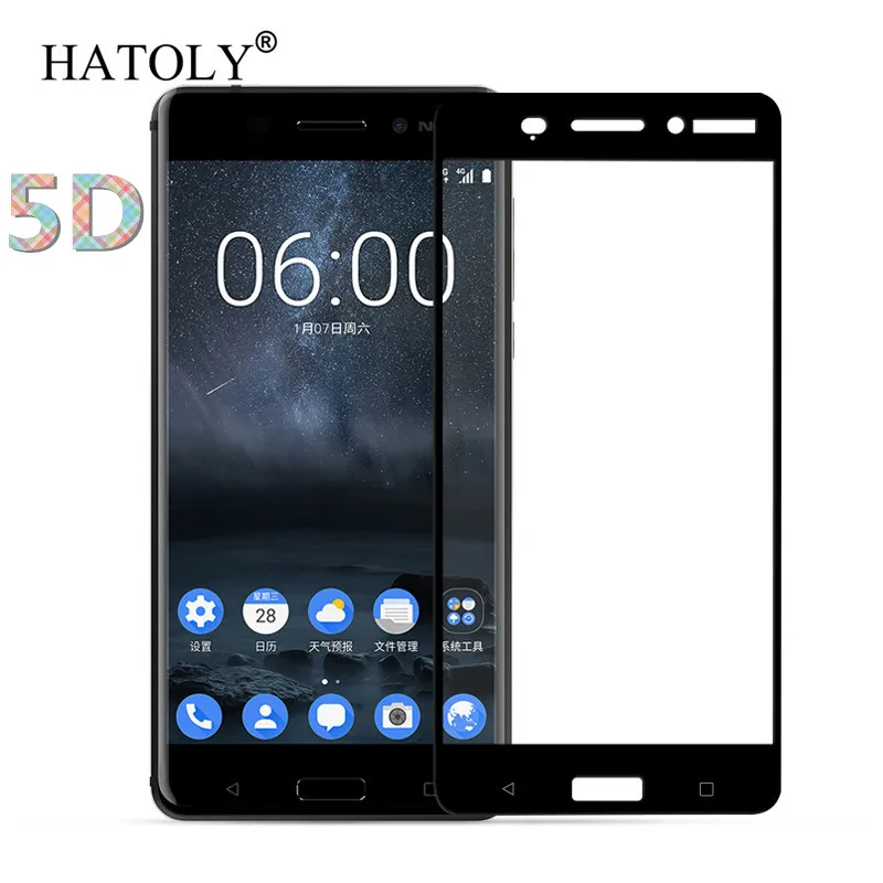 Закаленное стекло Hatoly 5D для Nokia 6 2017 полноразмерная защита экрана Nokia6 твердое