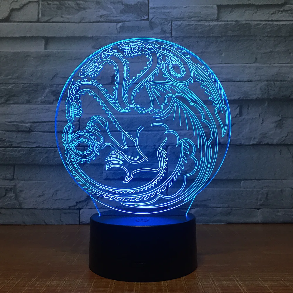 Круглый 3d светильник Dragon Totem 7 цветов светодиодные ночные светильники сенсорный