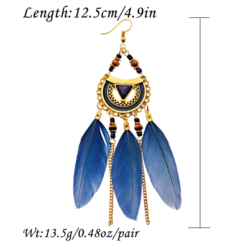 Этнические 2019 длинные серьги с кисточками и черными перьями для женщин большие