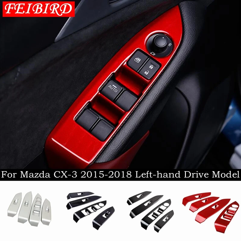 Accessories For Mazda CX-3 CX3 2015 - 2018 ABS Door Handle Window lift Switch Control Button Panel Cover Trim Carbon Fiber Matte