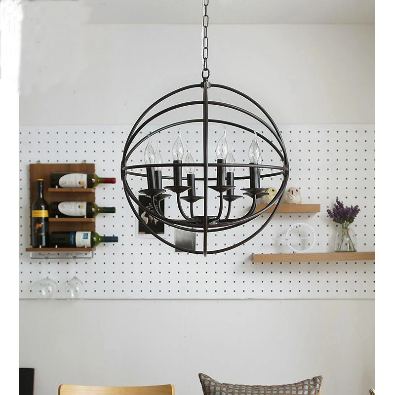 Уникальный подвесной светильник в виде черного шара американском стиле