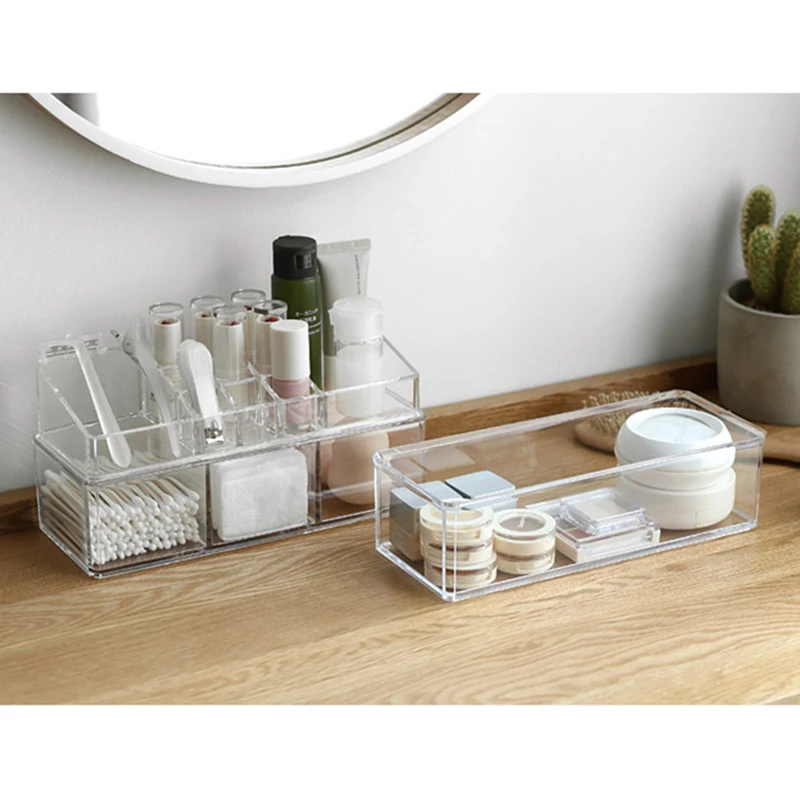 Portable Transparent Makeup Organizer Storage Box Acrylic Make Up Cosmetic Drawers | Дом и сад