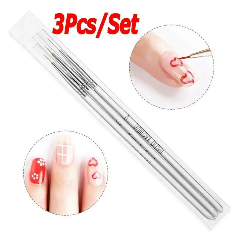 3 Размеры щетка для ногтей Nail Art нажмите с силой так ручка акрил, горный хрусталь 2 Way УФ-гель для рисования Маникюрный Инструмент для рисования на вкладыш Нижнее Белье кисти