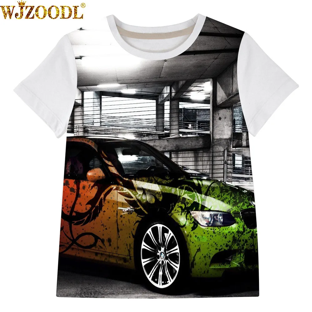 Мальчик t shirs baby girl бренд дети shir Baby & Дети крутой автомобиль печать shor рукава ops
