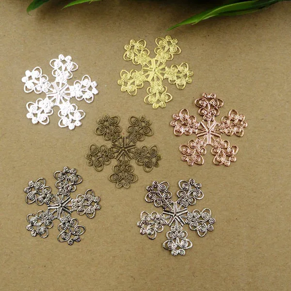 34мм винтажные филагриевые плоские цветочные обертки звеньев европейских шармов для волос Bu Yao аксессуары DIY фурнитуры мульти-цветные.