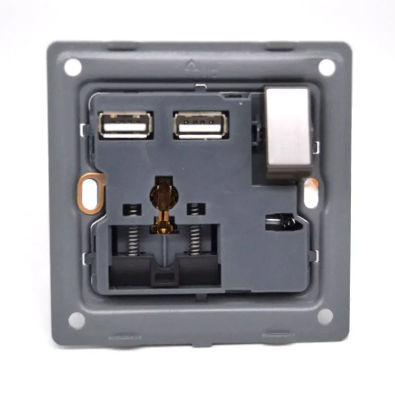 universal wall socket 13A with switch double USB stainless steel wire UK/US/EUR | Обустройство дома