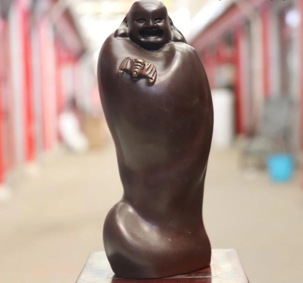

Chinese Buddhism Temple Copper Bronze Arhat Happy Laugh Maitreya Buddha Statue