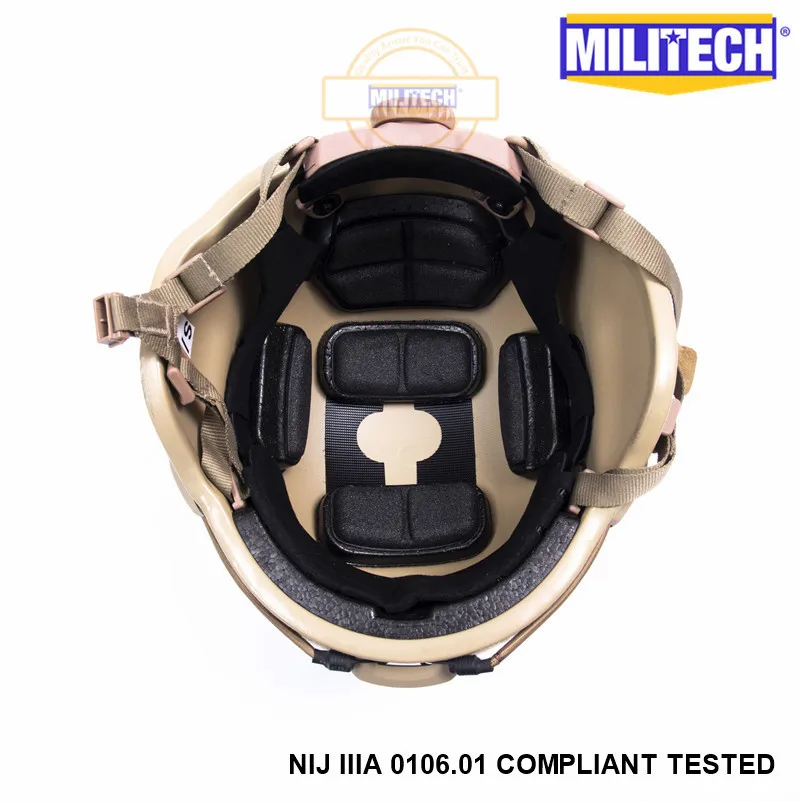 

MILITECH DE Tan MICH ACH ARC OCC Dial Liner NIJ level IIIA 3A Aramid Bulletproof Helmet With Tactical Ballistic Visor Shield Set