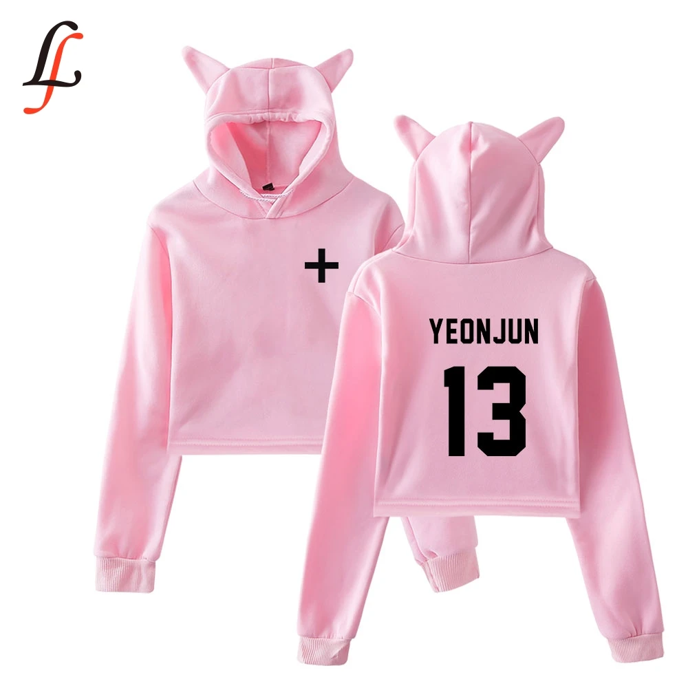 Женская толстовка с капюшоном короткий кошачий Топ принтом в виде цифр стиле