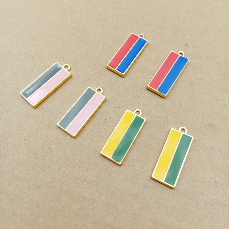 

10pcs 9x24mm enamel rectangle charm for jewelry making earring pendant fashion charm bracelet charm metal pendant