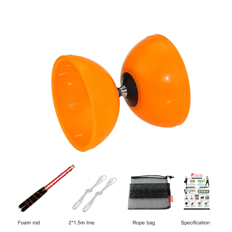 1 bearing orange Фиксированный или подшипник diabolo игрушки профессиональный набор Diabolo упаковка с веревочной сумкой Китай - Цвет: 1 bearing orange