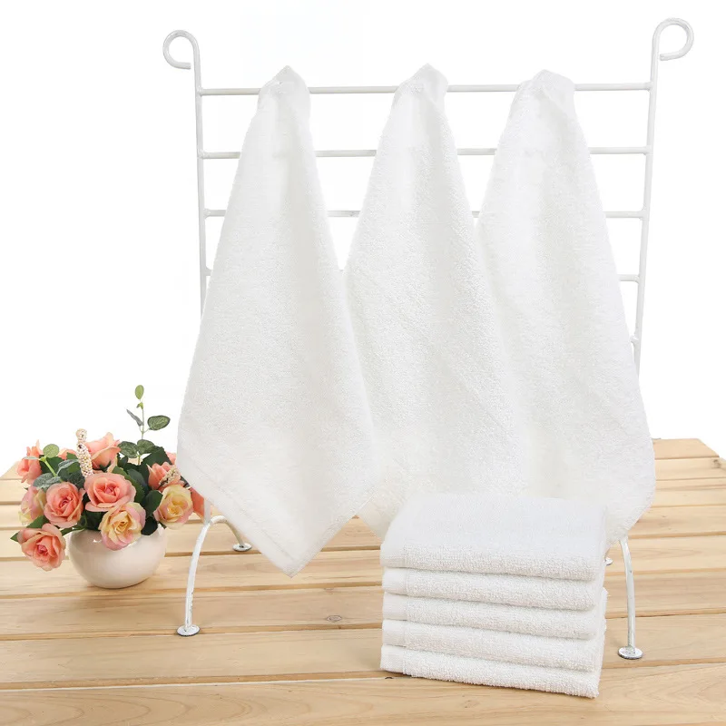 Прямая поставка махровое полотенце из 100% хлопка маленькое белое для дома и отеля