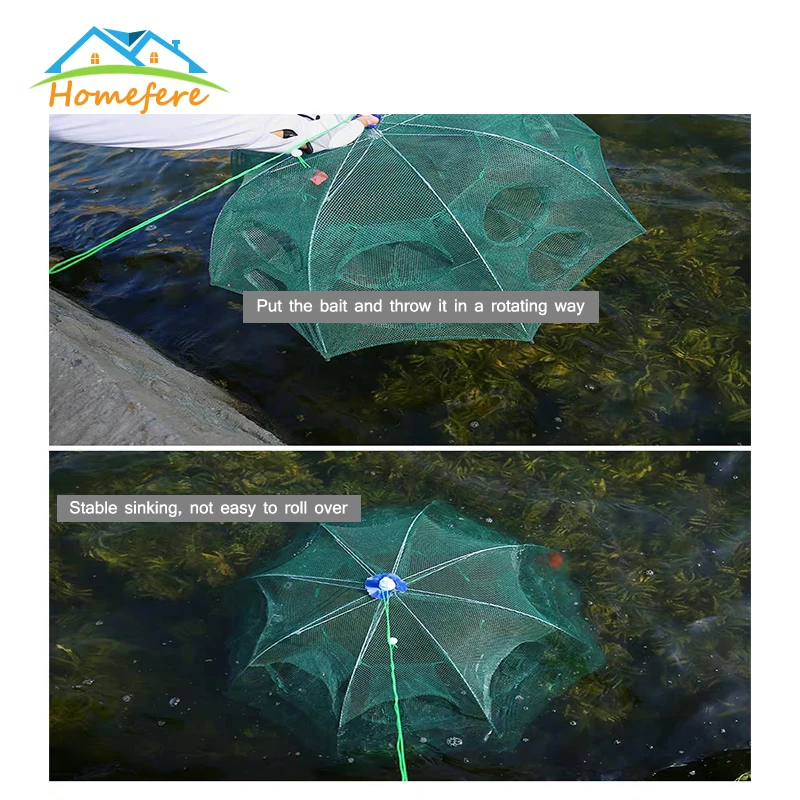 Складная портативная рыболовная сеть кастинговая с 20 отверстиями Ловца раков