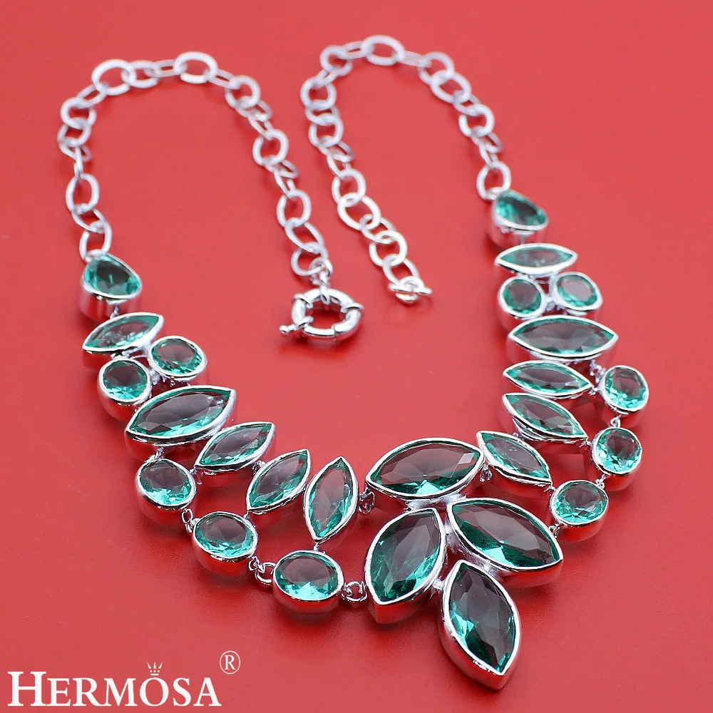 Женское ожерелье из серебра с зеленым орнаментом 22 дюйма|sterling silver necklace|925 sterling