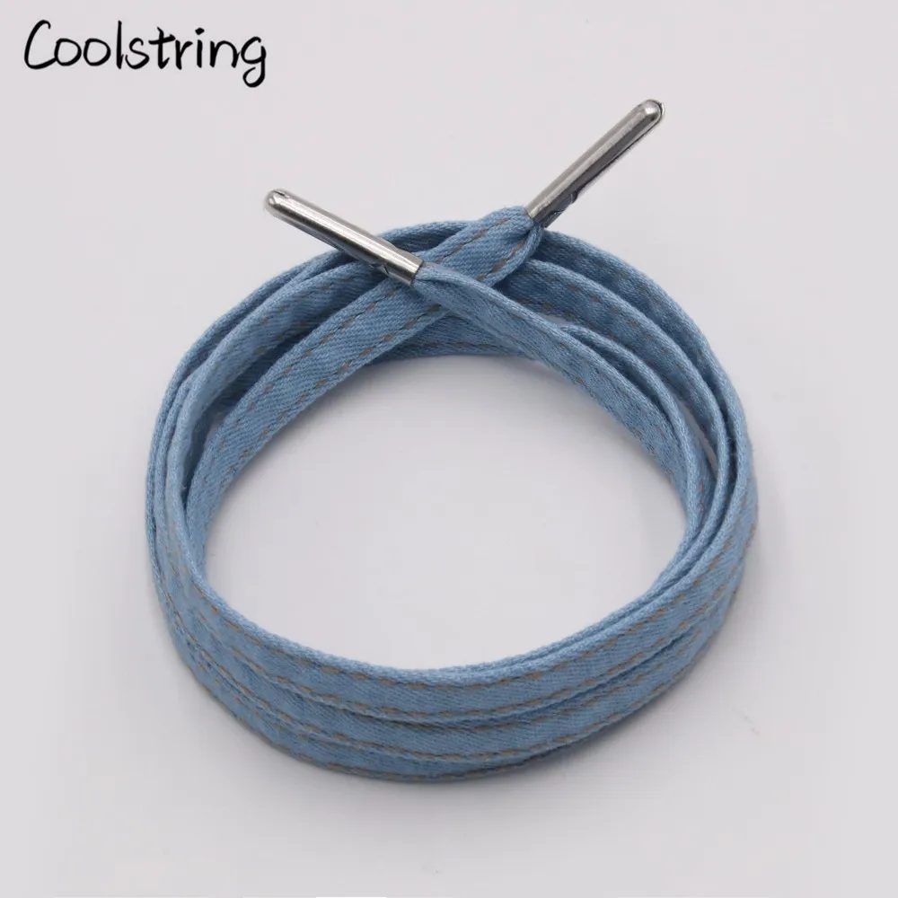 Coolstring 8 мм Премиум плоские джинсовые шнурки металлические Aglet классические шнурки подгонять ваши ноги синий черный шнурки для кроссовок