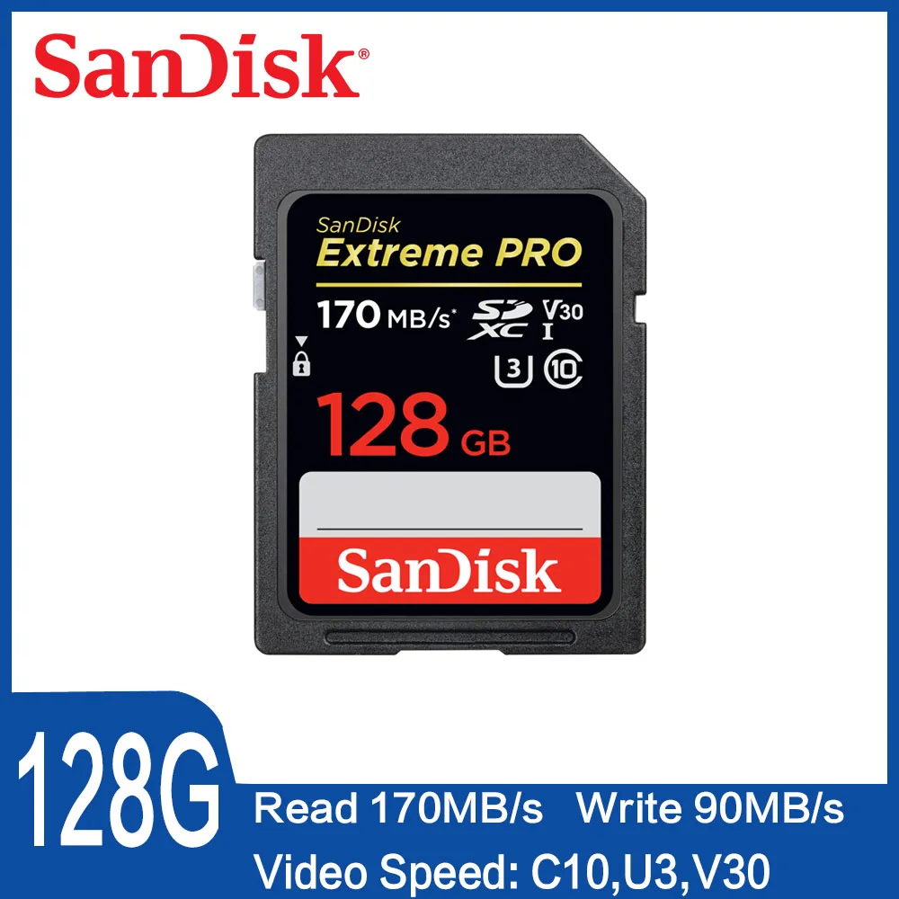 SanDisk 32GB Extreme PRO SD card 64GB Memory Card 128GB Sdcard 256GB class 10 UHS-I High Speed 95MB/s V30 DSLR sd 32