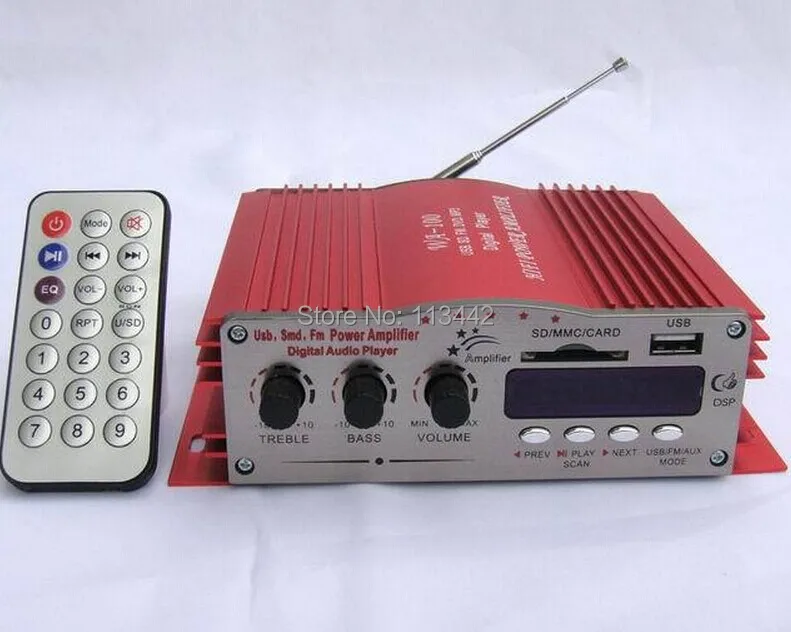 WA200 4-канальный автомобилей мини Hi-Fi стерео Усилитель Мощность AMP FM радио USB SD плеер
