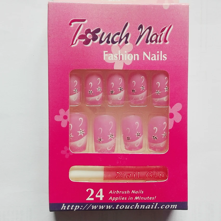 

24pcs Pink Fake Nails Pre designed Nail Tips Full Cover False Nails Already Short Artificial Nails Art Accessories