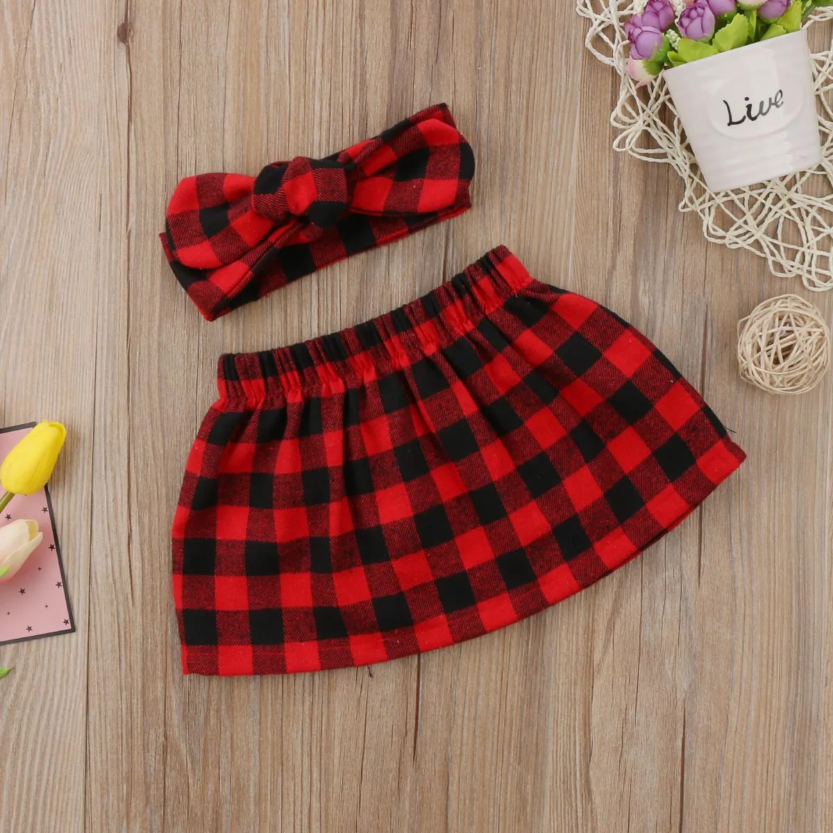 2 шт. клетчатая мини юбка с повязкой на голову|newborn skirt|newborn girl skirtclothes skirt |