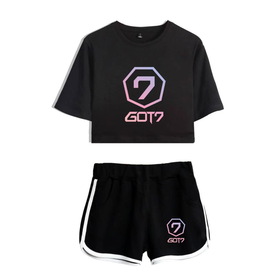 Комплект одежды из 2 предметов GOT7 летние шорты и футболки с принтом для мужчин
