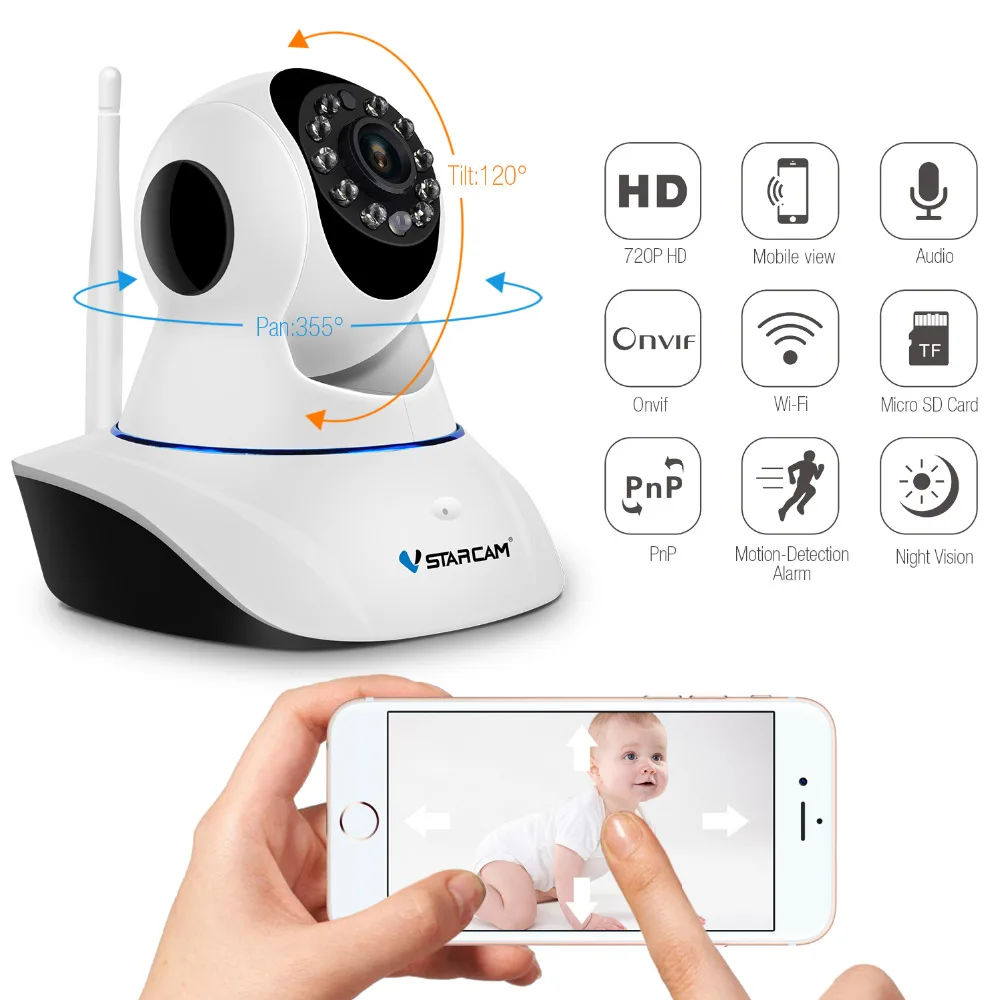 IP камера Vstarcam CS25 1080P с функцией ночного видения|camera p2p wifi|wireless security cameranetwork camera |