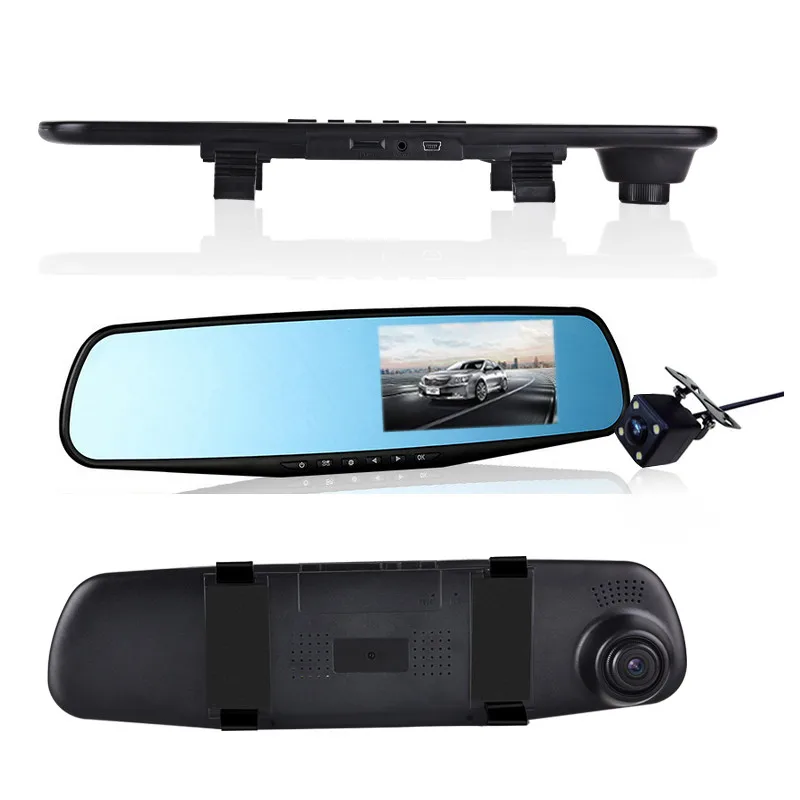 4,3 дюймов зеркало заднего вида автомобиля dvr Full HD 1080P вождение автомобиля видео ночного видения 170 градусов Высокое разрешение сетка широкий угол