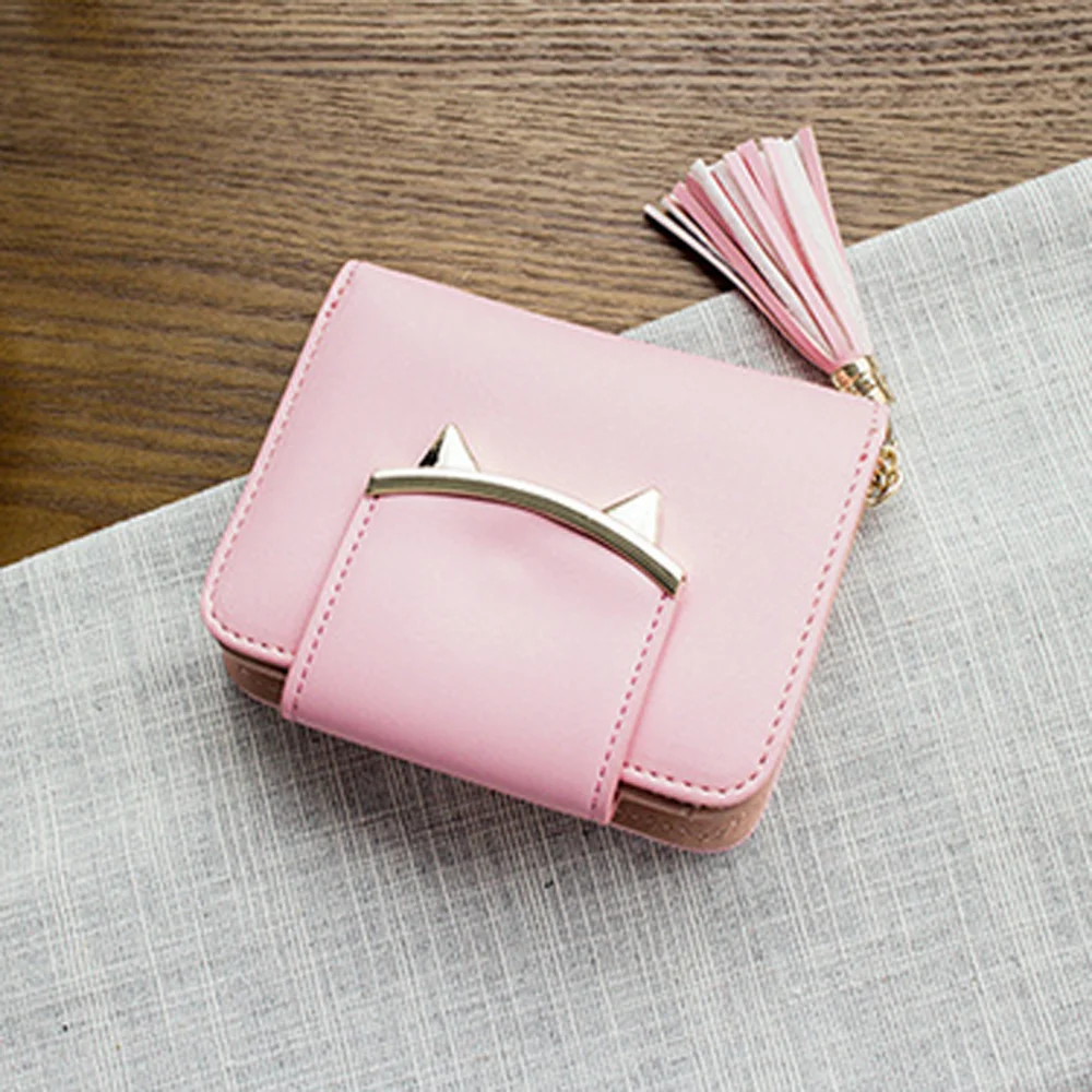 Модные женские кошельки из искусственной кожи с кисточками, Женский кошелек, женские бронзовые клатчи с ушами, бренд, держатель для карт, женские кошельки