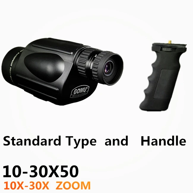 10-30X50 with Handle GOMU HD 10-30X50 зум Монокуляр Дальномер птица часы азот водонепроницаемый телескоп Бинокль Зрительная труба охотничий штатив - Цвет: 10-30X50 with Handle