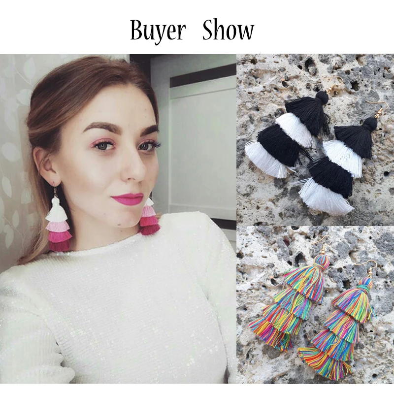 Женские Висячие серьги GHIDBK богемные неоновые многоярусные длинные висячие с