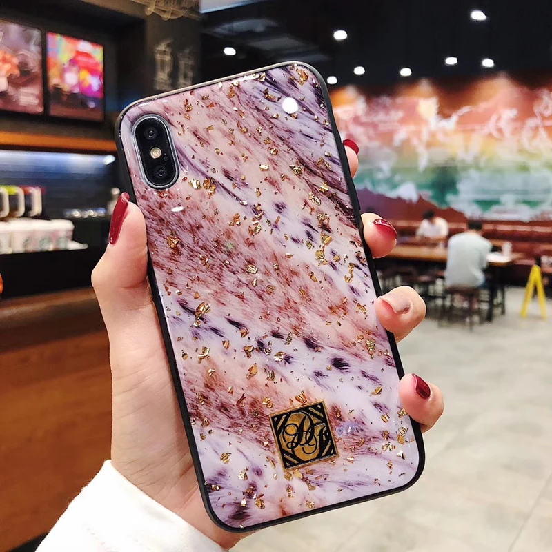 Роскошные блестящие чехлы для телефонов с золотой фольгой iPhone X 7 8 6 6S Plus чехол