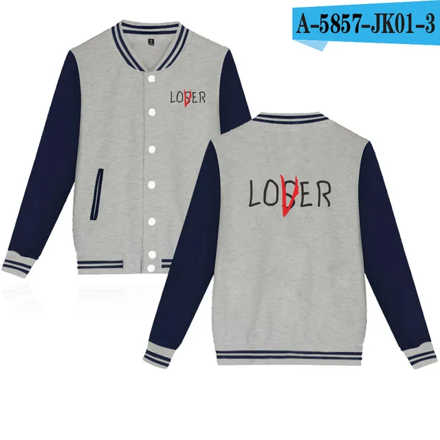 gray and navy blue Movie It lossers, Клубная толстовка, бейсбольная куртка для мужчин/женщин, зимняя форма, пальто, уличная одежда, lower LOVER It Inspired, куртки, толстовки - Цвет: gray and navy blue