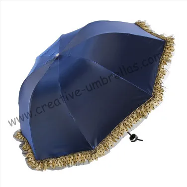 6pcs/lot colour option Ladies' violet blue UPF&gt50+ folding mini umbrella 5 times black coating Anti-UV pocket lace parasol | Дом и сад
