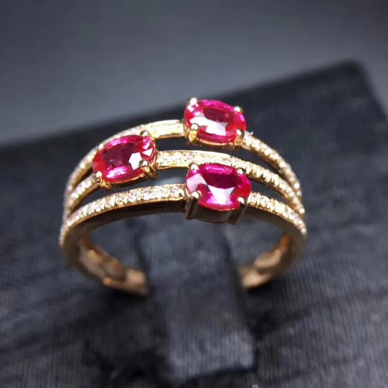 Женское кольцо с рубином серебро карат 3 шт.|flower ring|rings free shippingruby ring |