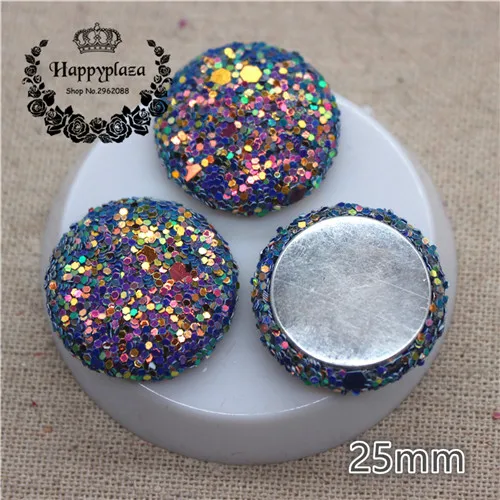 grey blue 10pcs 10 шт 25 мм блестки, покрытая тканью, круглая пуговица для дома и сада, плоская задняя часть, кабошон, рукоделие, скрапбукинг, сделай сам - Цвет: grey blue 10pcs