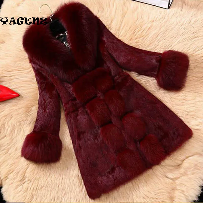 Женское длинное пальто из искусственного меха толстое теплое с воротником