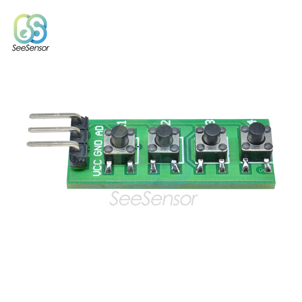 3-12V KC11B04 4 Key Analog Buttons AD Keypad Board ADC Port Keyboard for Arduino MEGA2560 Breadboard | Инструменты