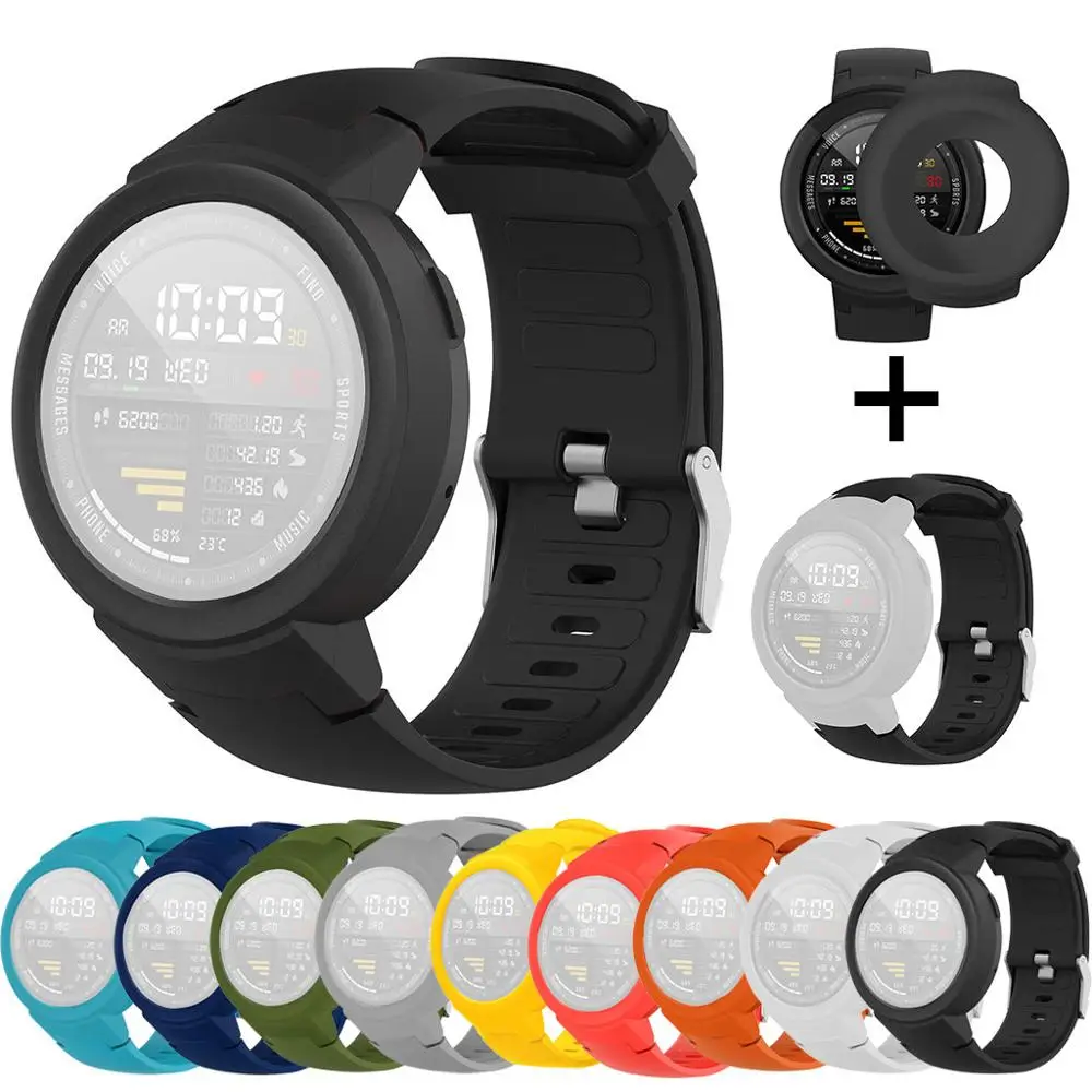 Силиконовый ремешок 2 в 1 для часов Amazfit Verge браслет на запястье + корпус чехол Xiaomi
