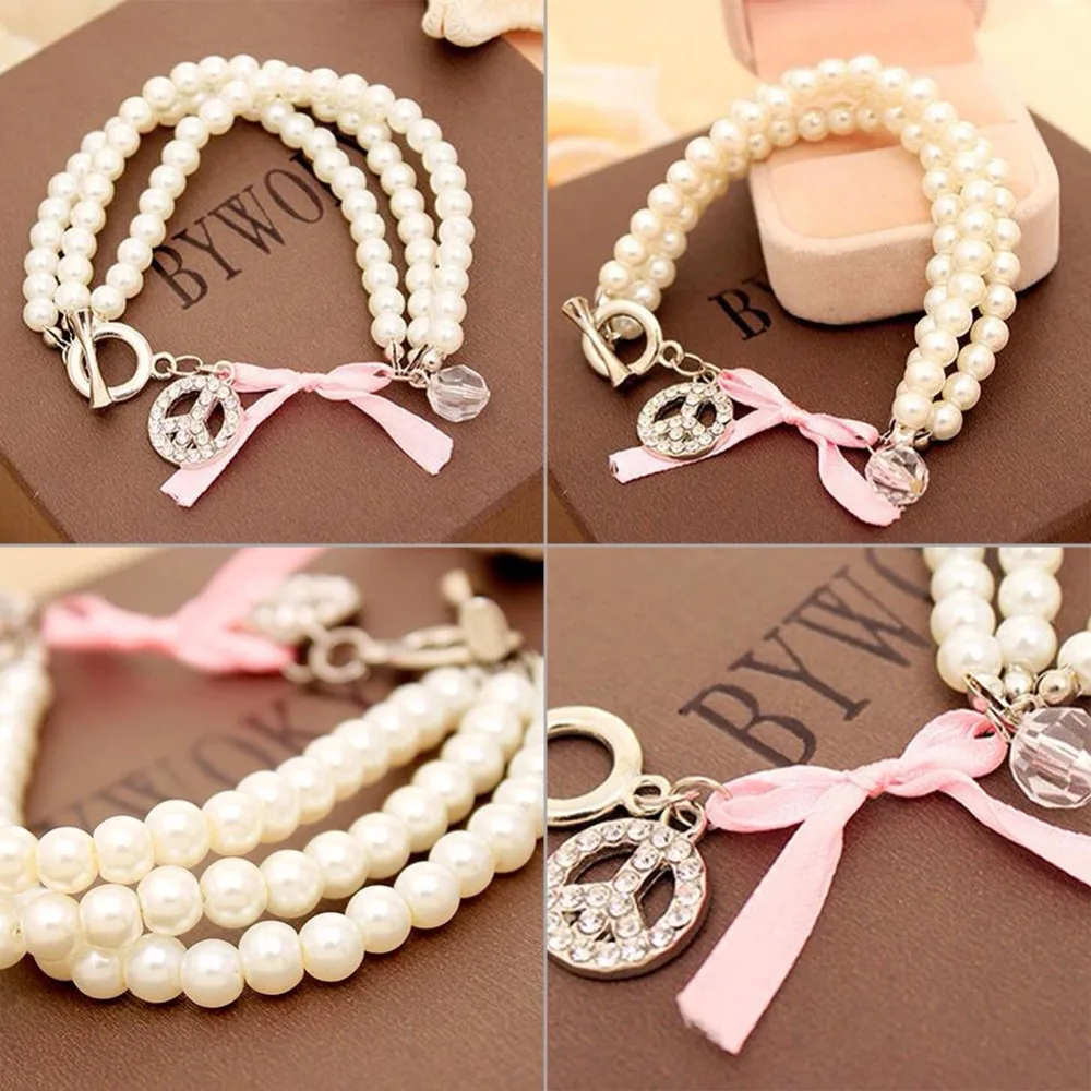 Simulate Pearl Bracelet Women Elastic Rope Charm Bracelets Bangles Girls Fashion Jewelry Pulseras Mujer Perlas | Украшения и