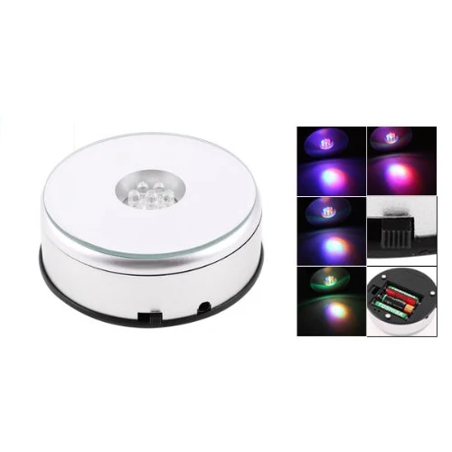 7 LED Light Stand Turntable Rotating Base for Display Crystals Glassv | Лампы и освещение