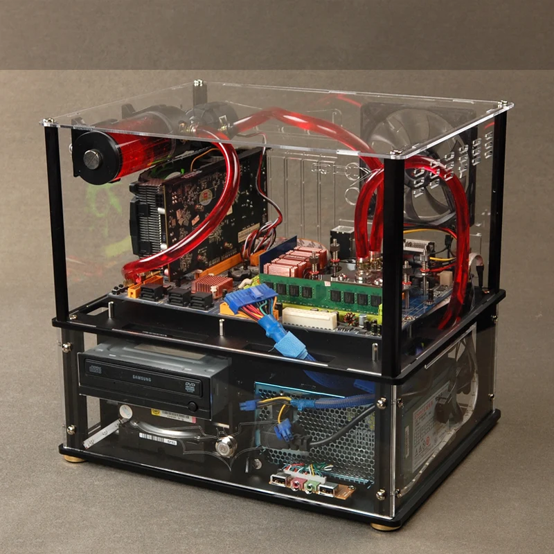 DIY Acrylic transparent chassis Open Frame Horizontal MATX PC case Water Cooling host Box computer Parts gabinete computador
