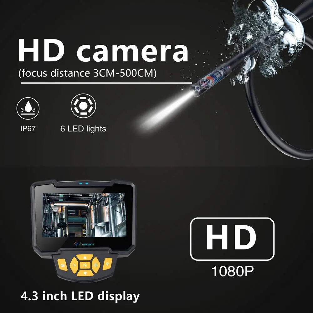 1080P 3 м 4 дюйма Труба инспекции промышленный эндоскоп камера IP67 Водонепроницаемый