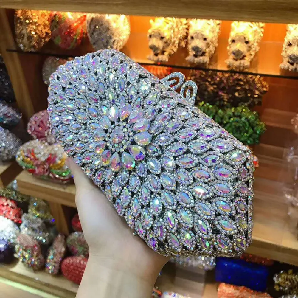 XIYUAN женские золотистые/красные вечерние сумки с цветочным узором и кристаллами