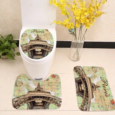 Bath mat set(3pcs)4 3 шт. коврик для туалета с принтом в виде Парижа Нескользящая ручка на присосках Набор ковриков для ванной комнаты кухонные ковры коврики домашний декор - Цвет: Bath mat set(3pcs)4