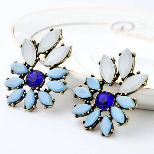 Горячих Женщин Цветок Горный Хрусталь Сплава Себе Стержня Уха Серьги Коктейль