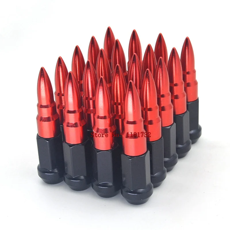 RED 20 шт Сталь+ Алюминий M12X1.5 M12X1.25 Тюнинг автомобилей Racing Спайк колеса Луг гайки - Название цвета: RED