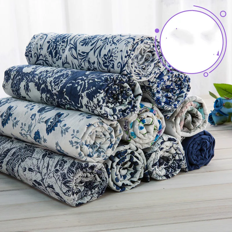 1 метр китайская сине белая фарфоровая цветочная ткань из вискозы мягкая с