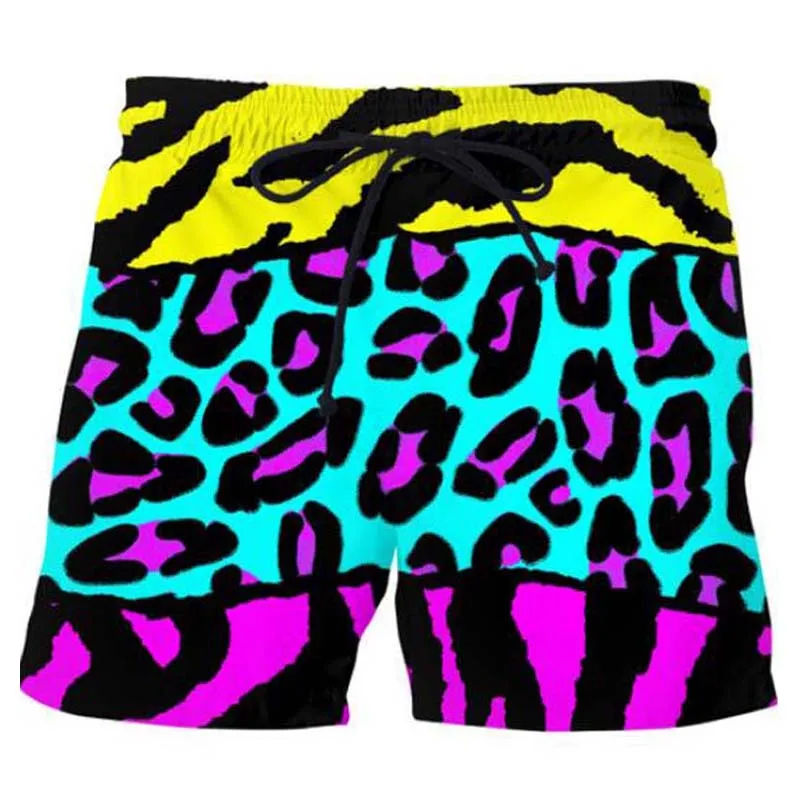 

2022 Pantaloni al neon / pantaloni con stampa leopardo 3D pantaloni da spiaggia divertenti da uomo e da donna