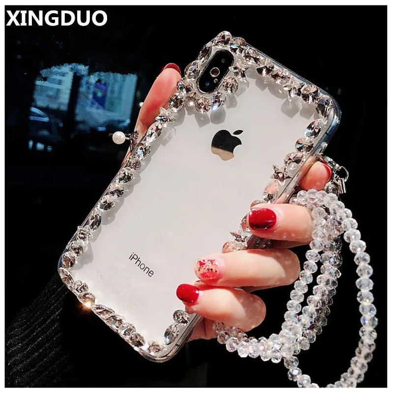 Чехол XINGDUO из мягкого ТПУ с блестящими бриллиантами для телефона X XS MAX XR 6 6S 7 7plus 8
