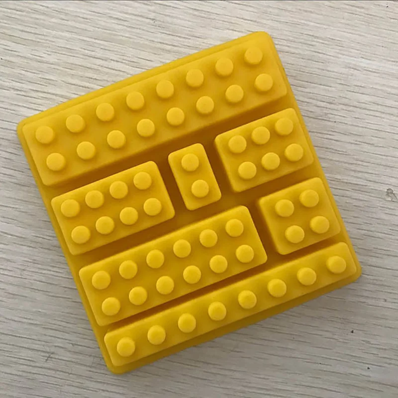 yellow 1 шт. 7 отверстий лего кирпичные блоки формы DIY прямоугольный Силиконовый Лоток Для Льда помадки формы для шоколадного торта CT2144 - Цвет: yellow