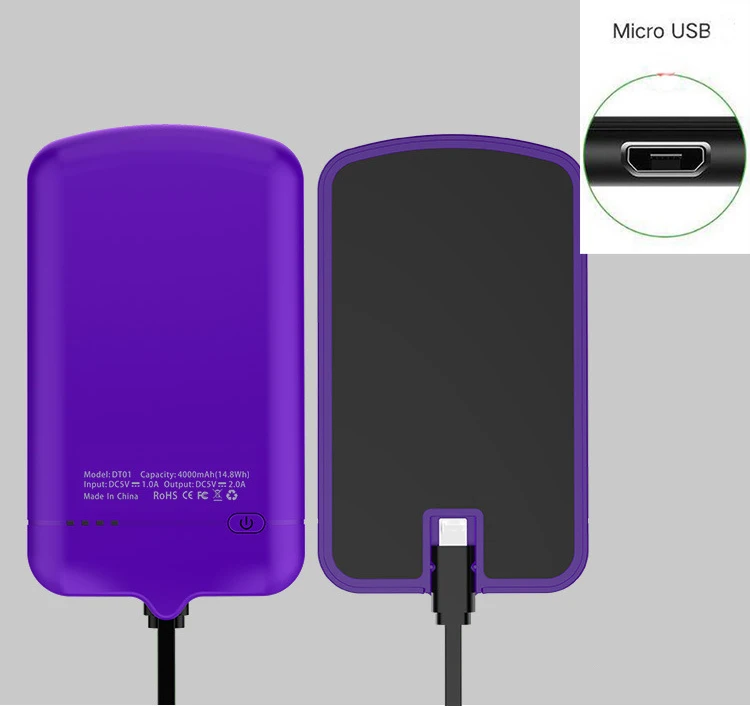 Micro-Purple 4000 мА/ч, Мощность задняя крышка чехол для samsung Galaxy A10 A20 A30 A40 A50 A60 A70 A80 A90 M10 M20 M30 S10 Универсальный Батарея Зарядное устройство Чехол - Цвет: Micro-Purple